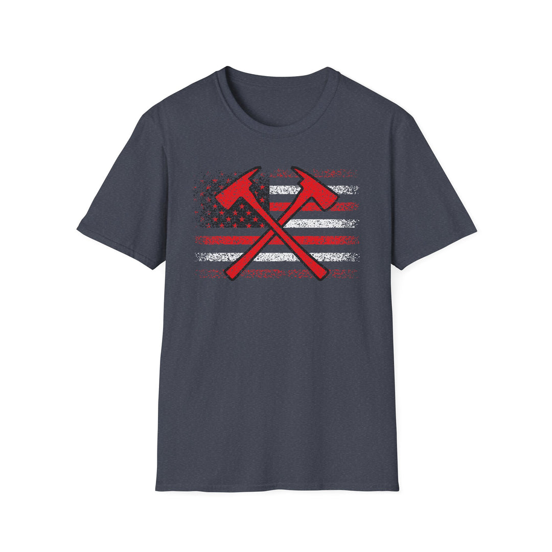 Firefighter American Flag - Unisex Softstyle T-Shirt