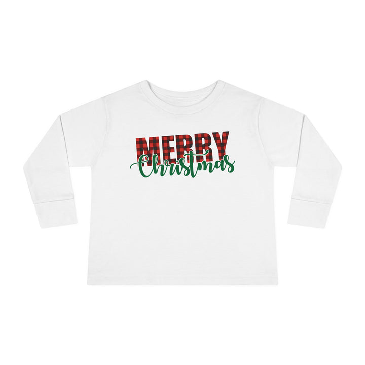 Merry Christmas Buffalo Plaid - Toddler Long Sleeve Tee