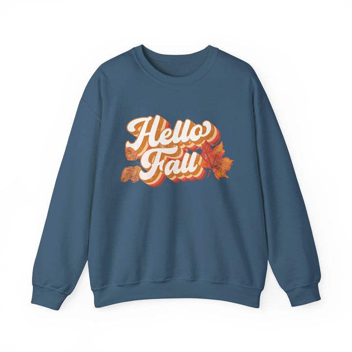 Retro Hello Fall - Unisex Heavy Blend™ Crewneck Sweatshirt