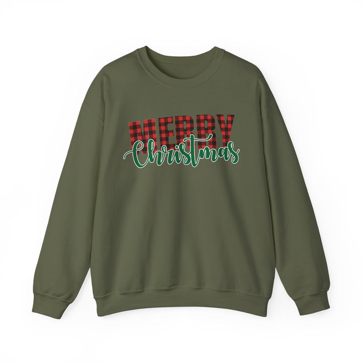 Merry Christmas Buffalo Plaid - Unisex Heavy Blend™ Crewneck Sweatshirt