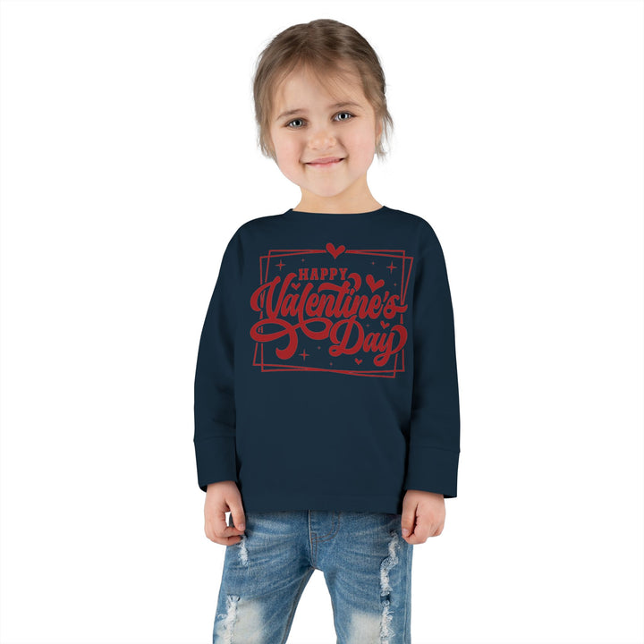 Happy Valentine's Day W/Hearts - Toddler Long Sleeve Tee