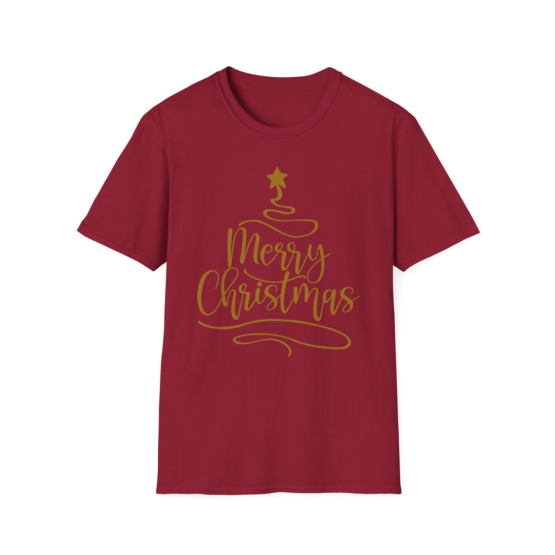Merry Christmas Gold Tree - Unisex Softstyle T-Shirt