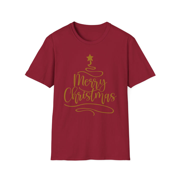 Merry Christmas Gold Tree - Unisex Softstyle T-Shirt