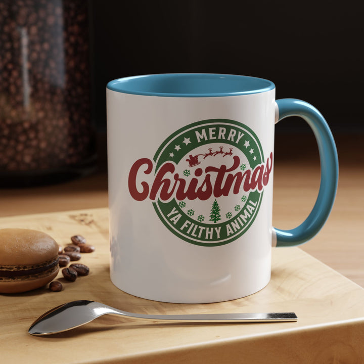 Merry Christmas Ya Filthy Animal - Accent Coffee Mug (11, 15oz)