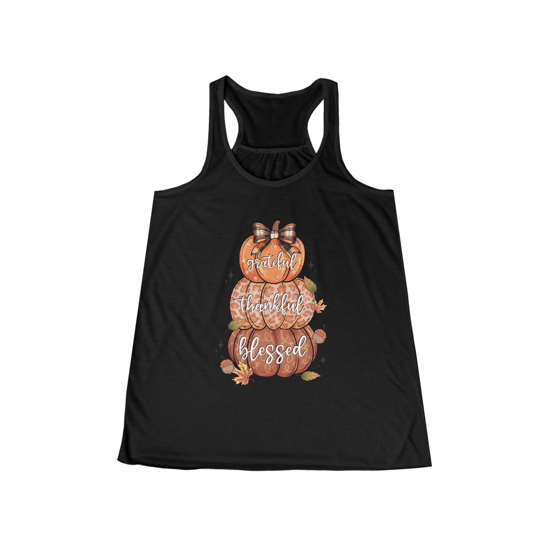 Grateful Thankful Blessed Pumpkins - Women's Flowy Racerback Tank