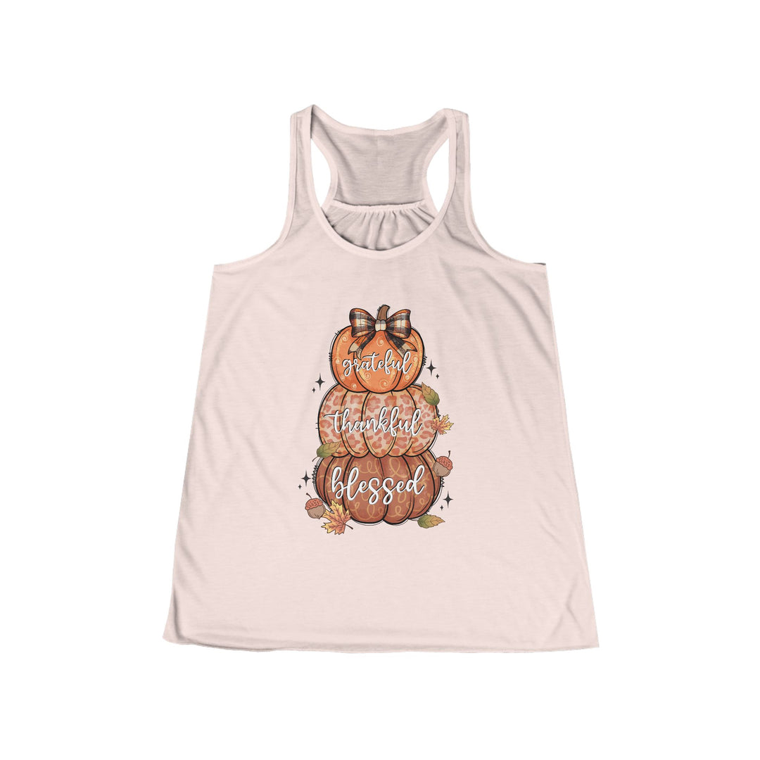 Grateful Thankful Blessed Pumpkins - Women's Flowy Racerback Tank