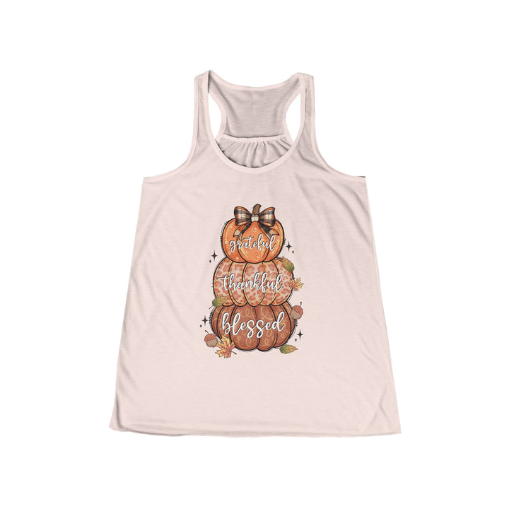 Grateful Thankful Blessed Pumpkins - Women's Flowy Racerback Tank