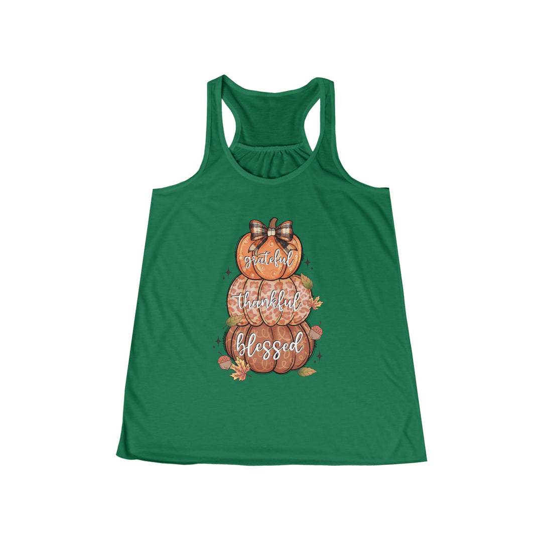 Grateful Thankful Blessed Pumpkins - Women's Flowy Racerback Tank