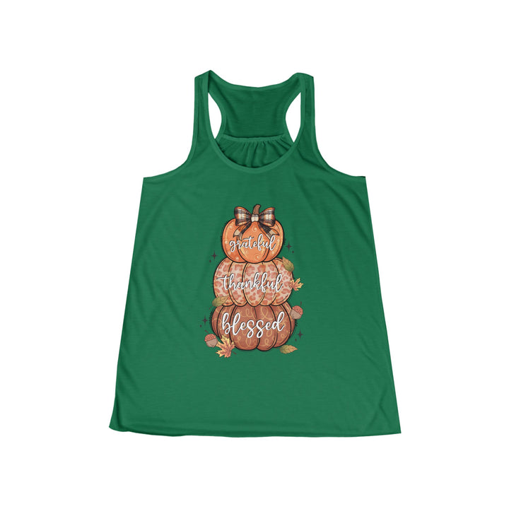Grateful Thankful Blessed Pumpkins - Women's Flowy Racerback Tank