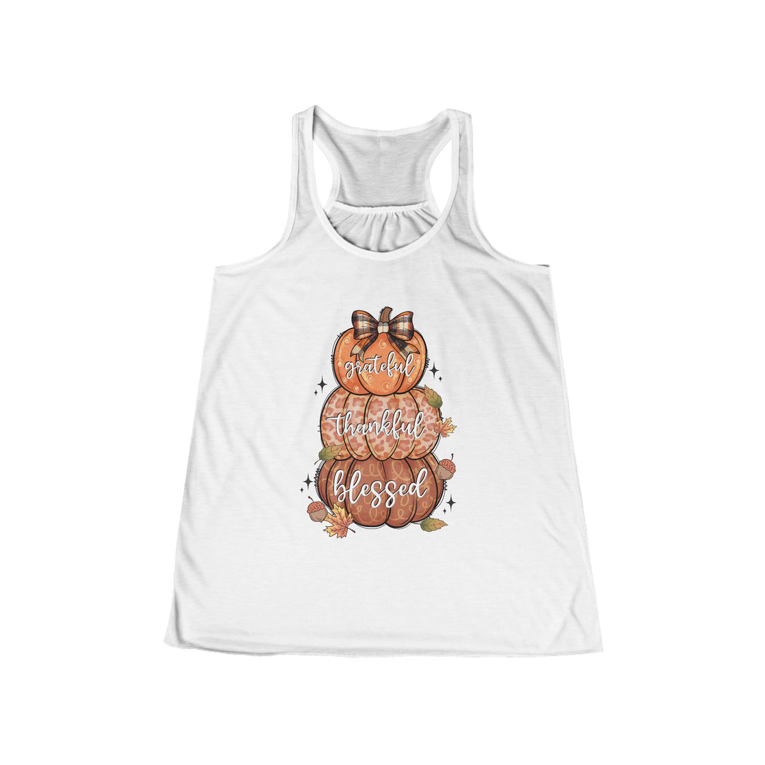 Grateful Thankful Blessed Pumpkins - Women's Flowy Racerback Tank