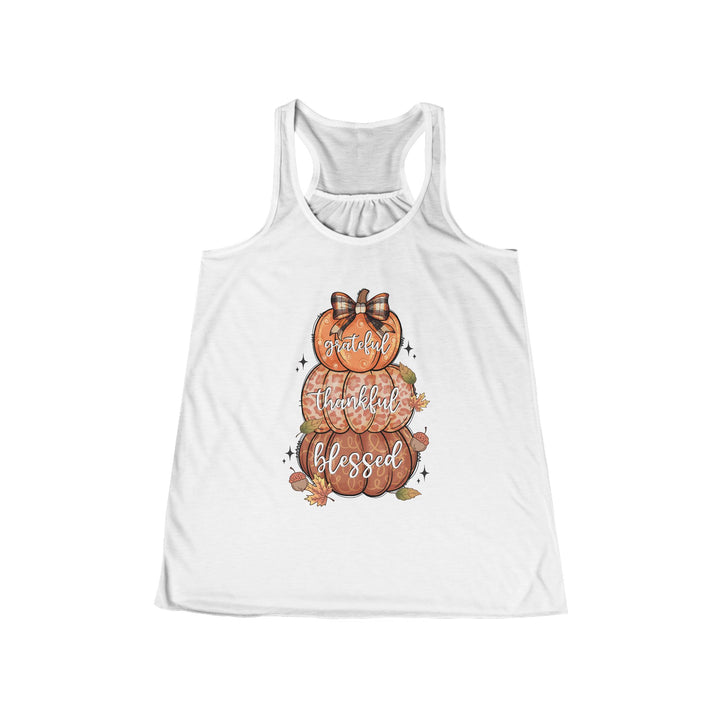Grateful Thankful Blessed Pumpkins - Women's Flowy Racerback Tank