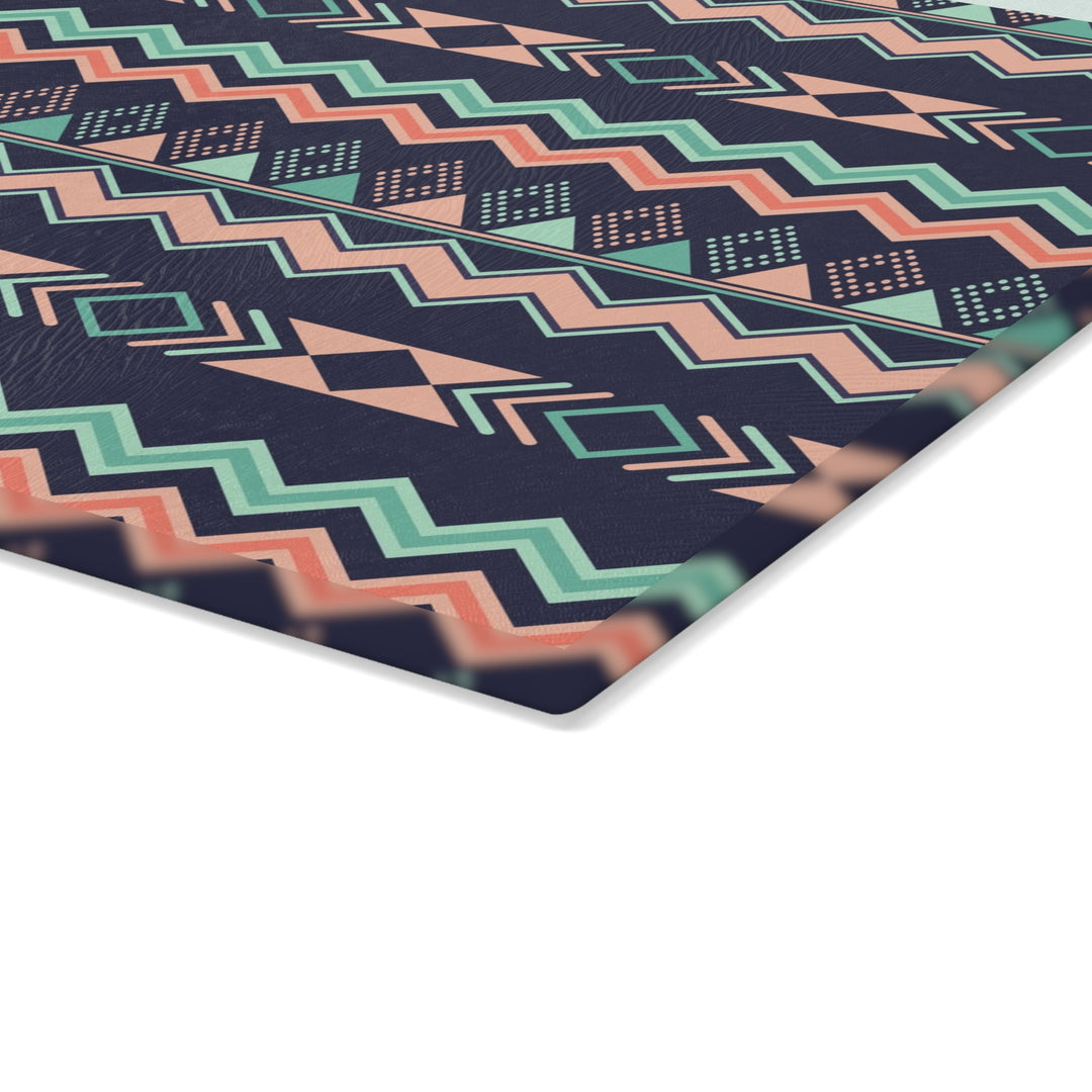 Peach Aztec Chevron - Glass Cutting Board