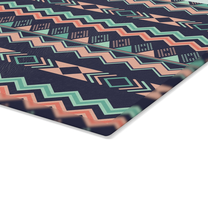 Peach Aztec Chevron - Glass Cutting Board
