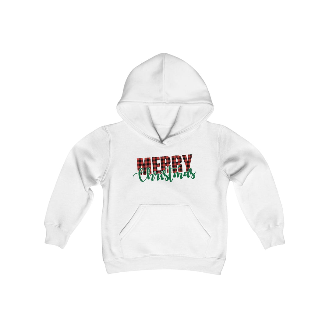 Merry Christmas Buffalo Plaid - Youth Heavy Blend Hooded Sweatshirt