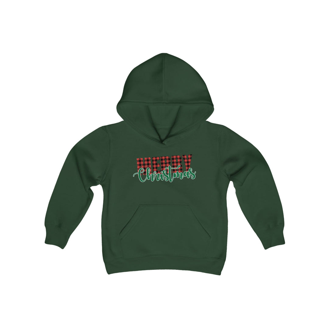 Merry Christmas Buffalo Plaid - Youth Heavy Blend Hooded Sweatshirt