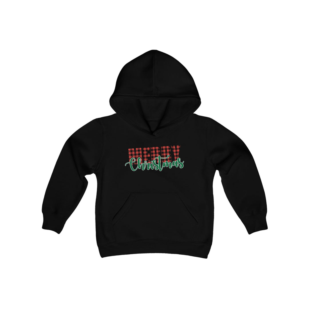 Merry Christmas Buffalo Plaid - Youth Heavy Blend Hooded Sweatshirt