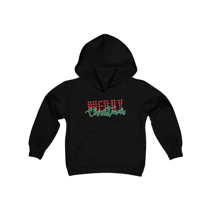 Merry Christmas Buffalo Plaid - Youth Heavy Blend Hooded Sweatshirt