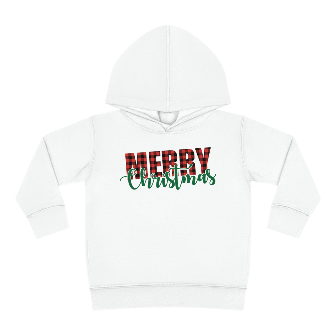 Merry Christmas Buffalo Plaid - Toddler Pullover Fleece Hoodie
