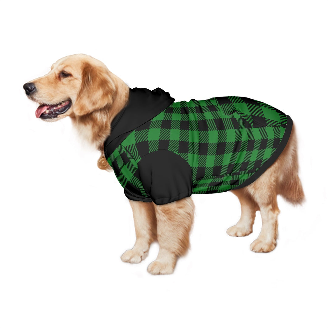 Green Plaid - Large Dog Hoodie Pet Clothes
