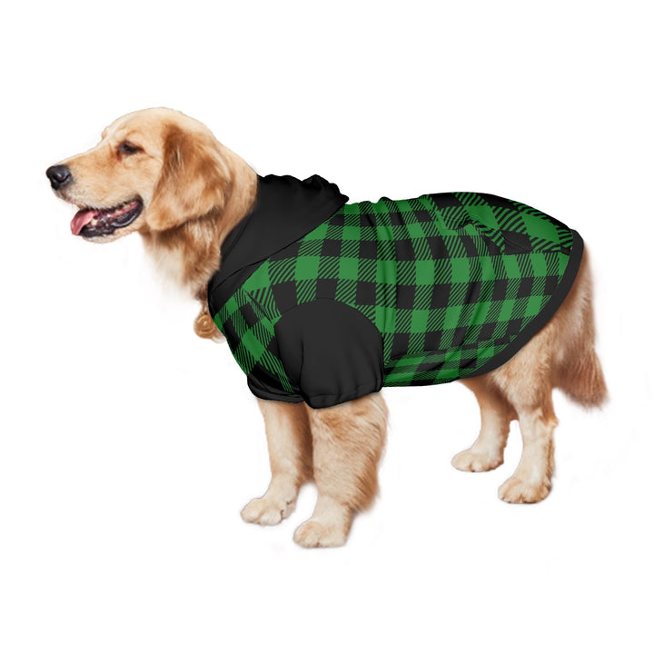 Green Plaid - Large Dog Hoodie Pet Clothes
