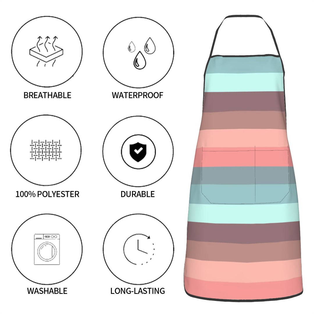 Hot Chocolate Pink Stripes - Adult Apron with Pockets