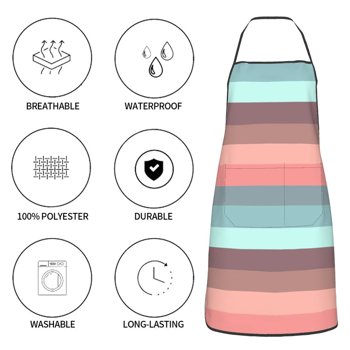Hot Chocolate Pink Stripes - Adult Apron with Pockets