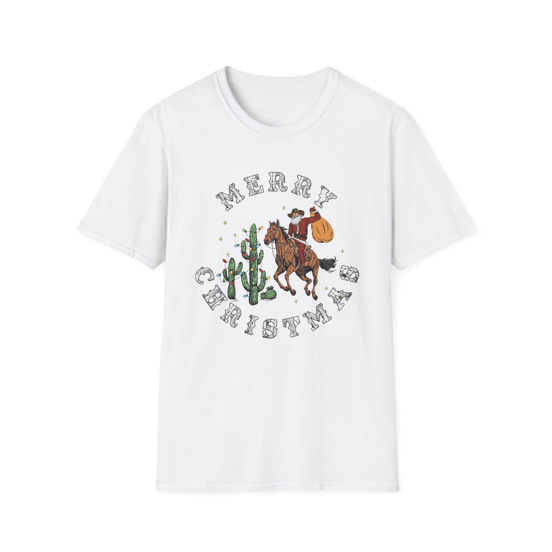 Merry Christmas Cowboy Santa - Unisex Softstyle T-Shirt