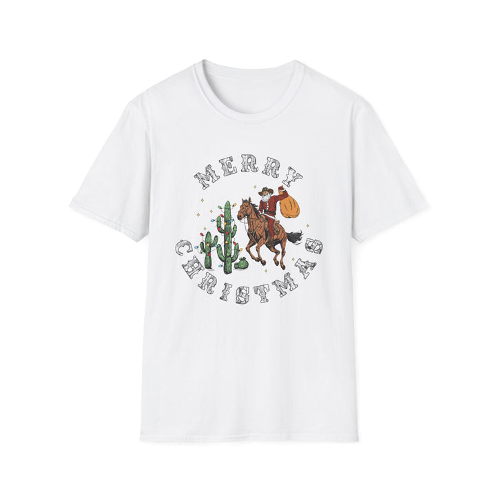 Merry Christmas Cowboy Santa - Unisex Softstyle T-Shirt