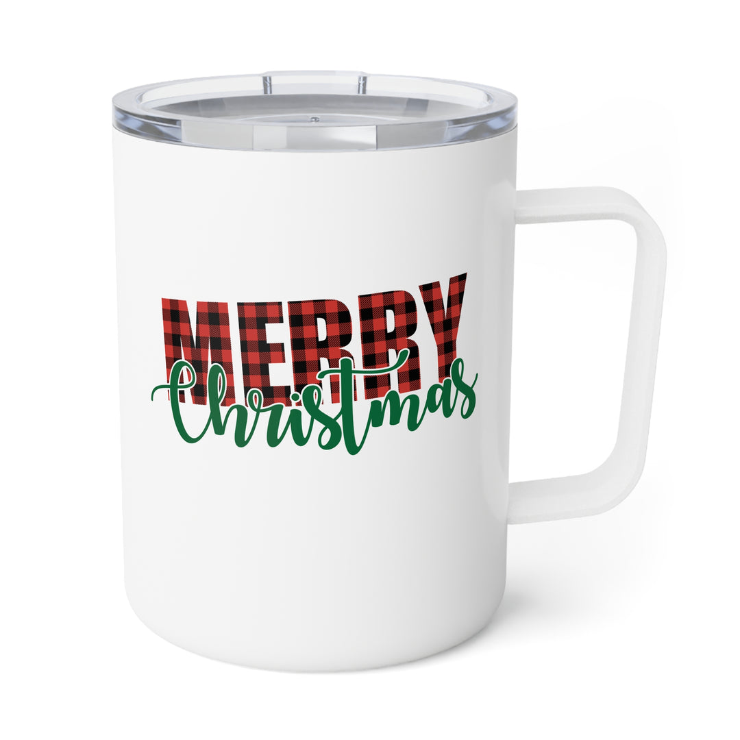 Merry Christmas Merry Christmas Buffalo Plaid - Insulated Coffee Mug, 10oz