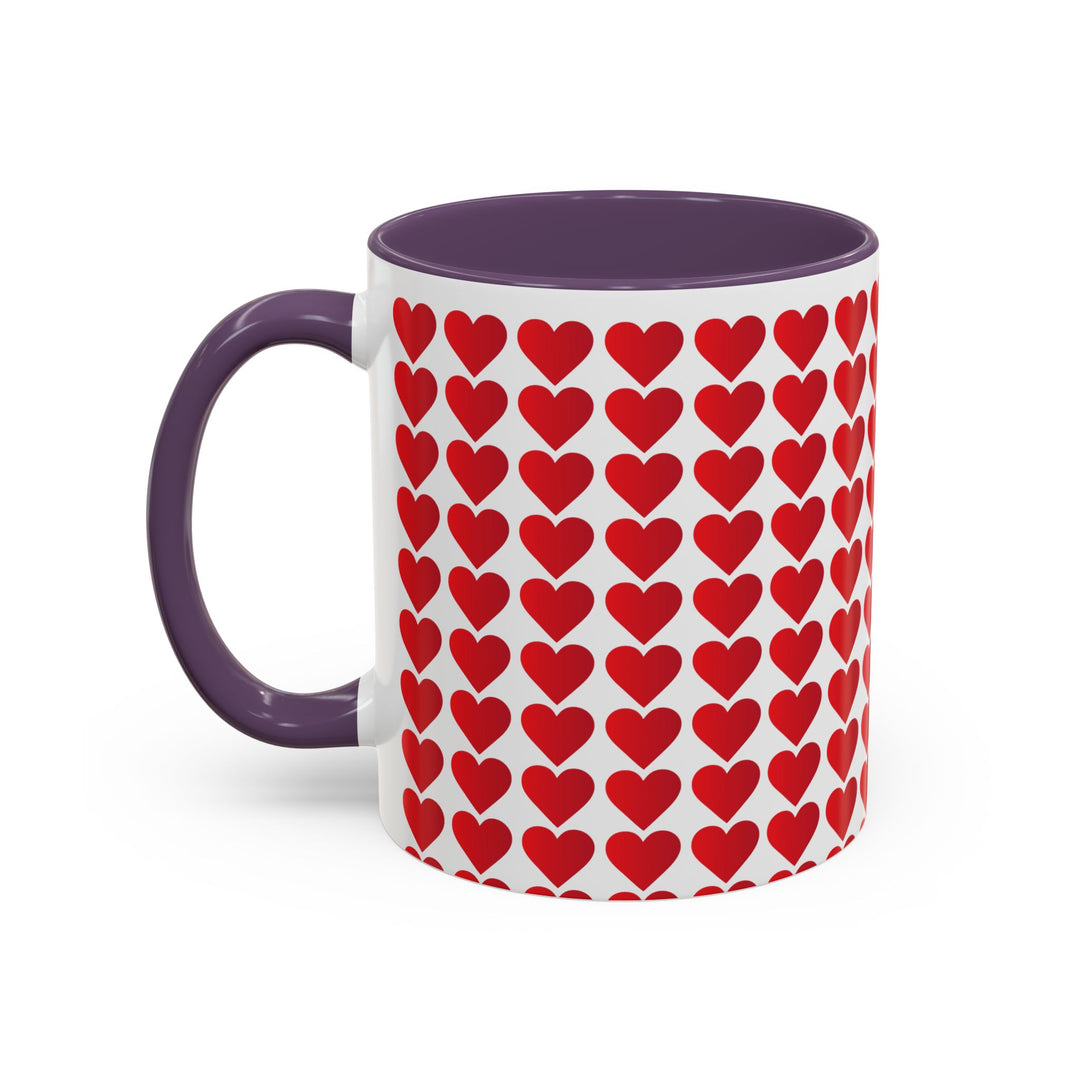 Red Valentine Hearts - Accent Coffee Mug (11, 15oz)