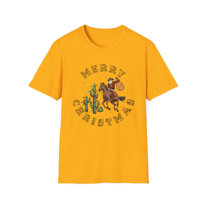 Merry Christmas Cowboy Santa - Unisex Softstyle T-Shirt