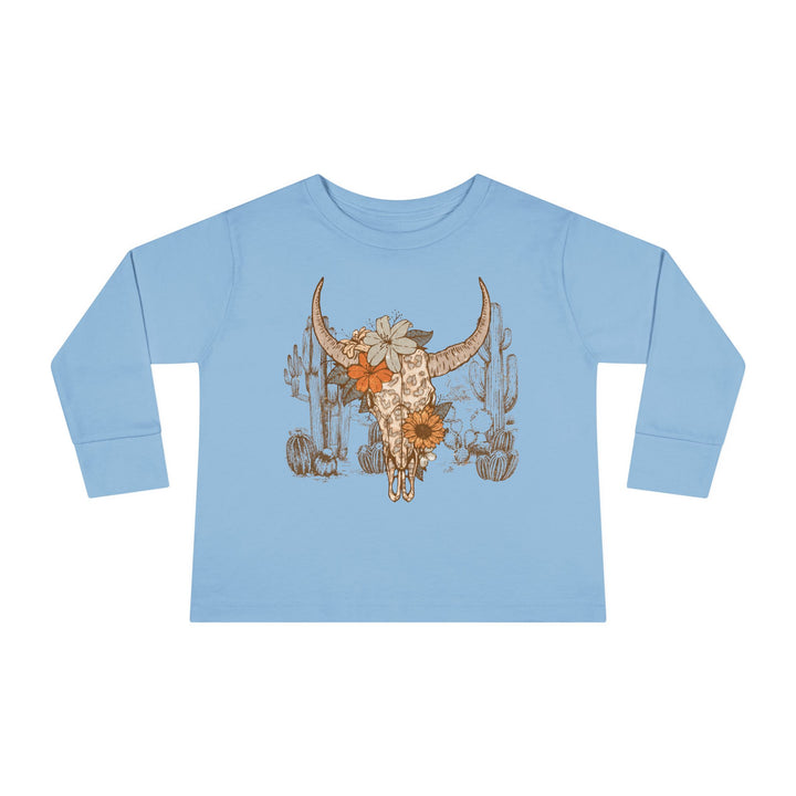Flowery Leopard Skulll - Toddler Long Sleeve Tee