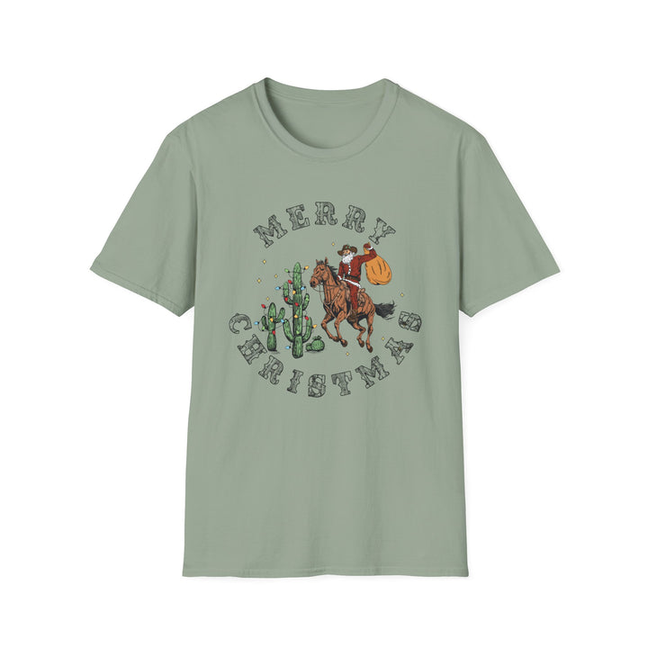 Merry Christmas Cowboy Santa - Unisex Softstyle T-Shirt