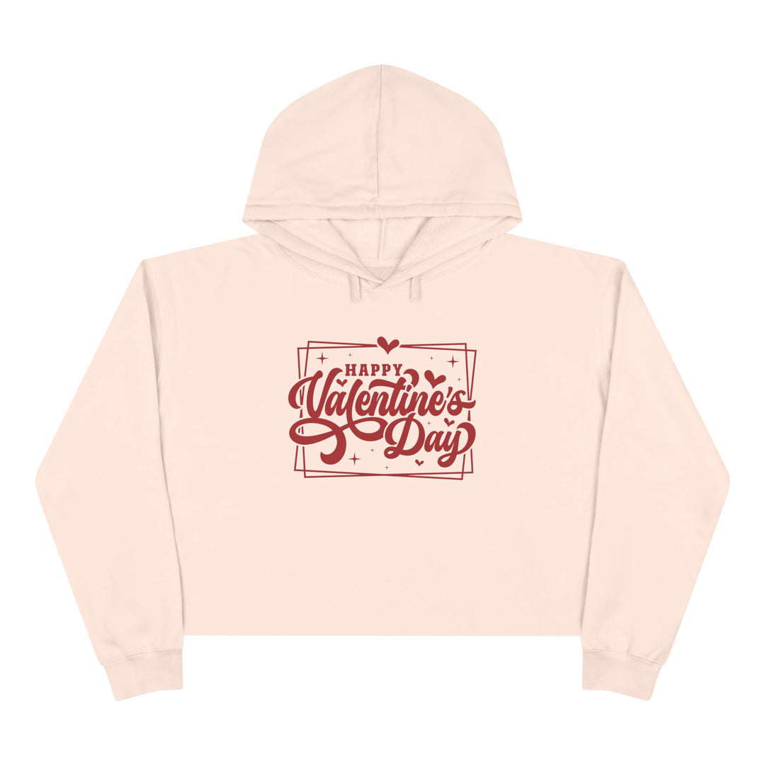 Happy Valentine's Day W/Hearts - Crop Hoodie