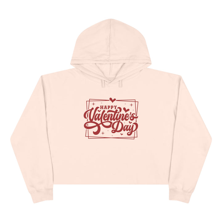 Happy Valentine's Day W/Hearts - Crop Hoodie