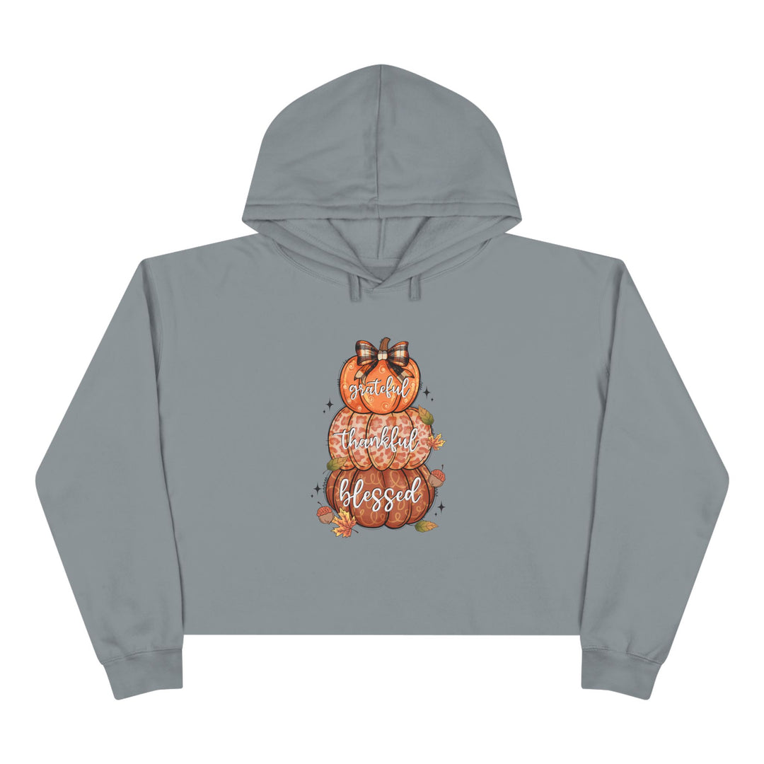 Grateful Thankful Blessed Pumpkins - Crop Hoodie