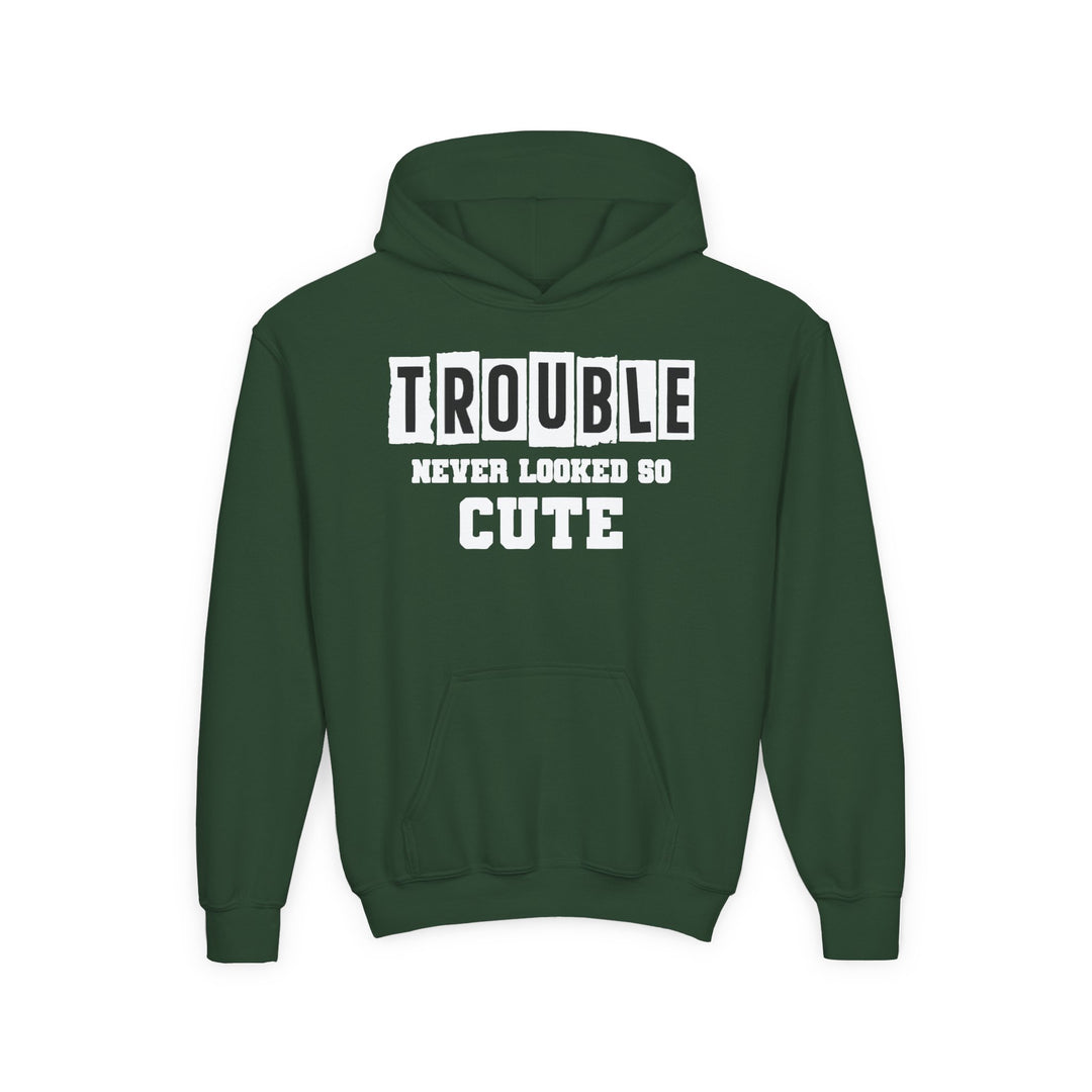 Trouble Never Looked So Cute - Youth Heavy Blend Hooded Sweatshirt