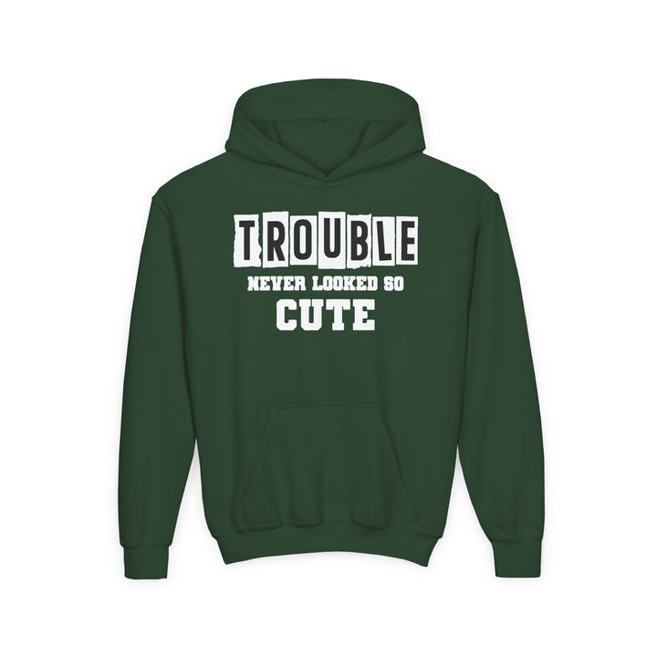 Trouble Never Looked So Cute - Youth Heavy Blend Hooded Sweatshirt