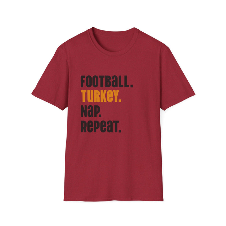 Football Turkey Nap Repeat - Unisex Softstyle T-Shirt