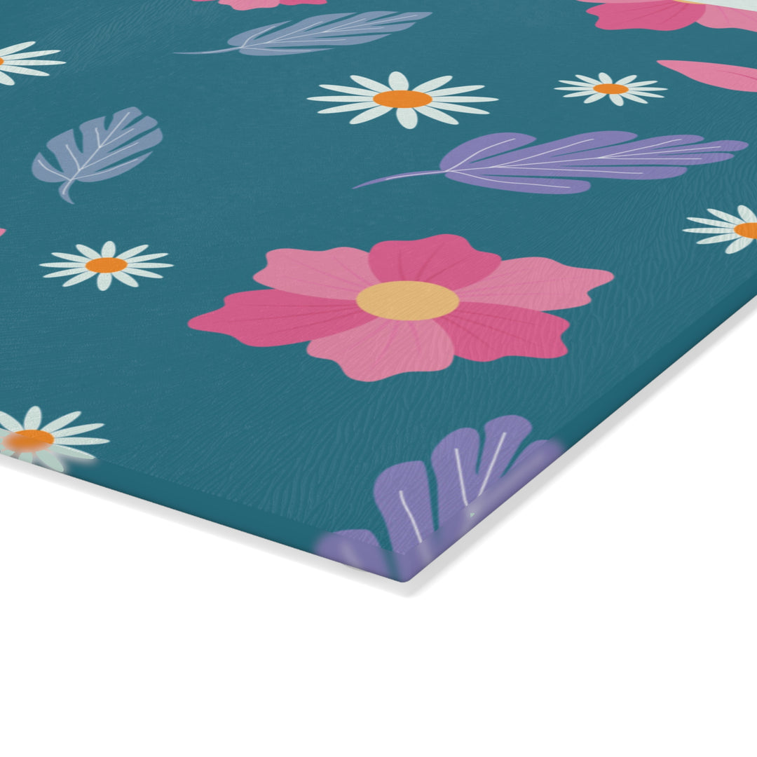 Bright Spring Pattern - Glass Cutting Board