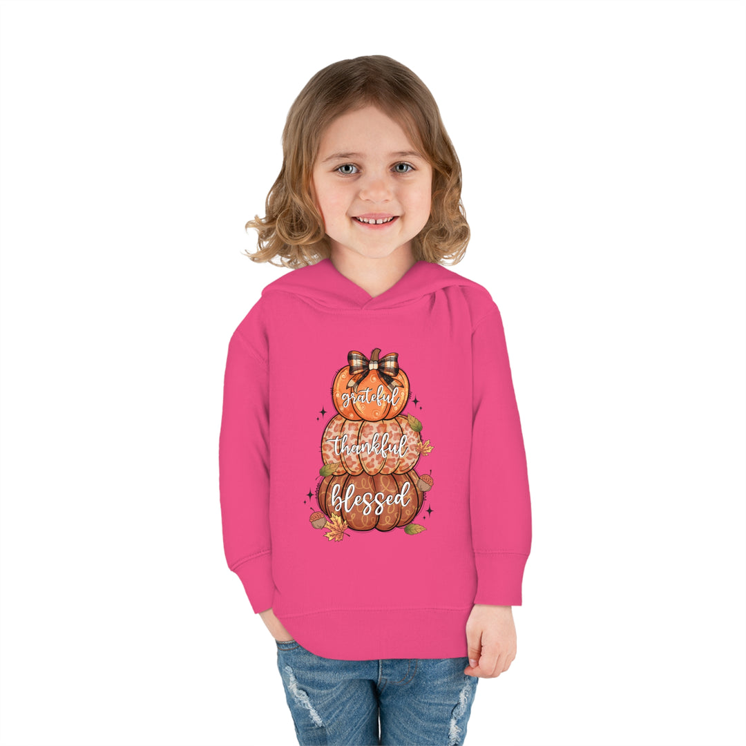 Grateful Thankful Blessed Pumpkins - Toddler Pullover Fleece Hoodie