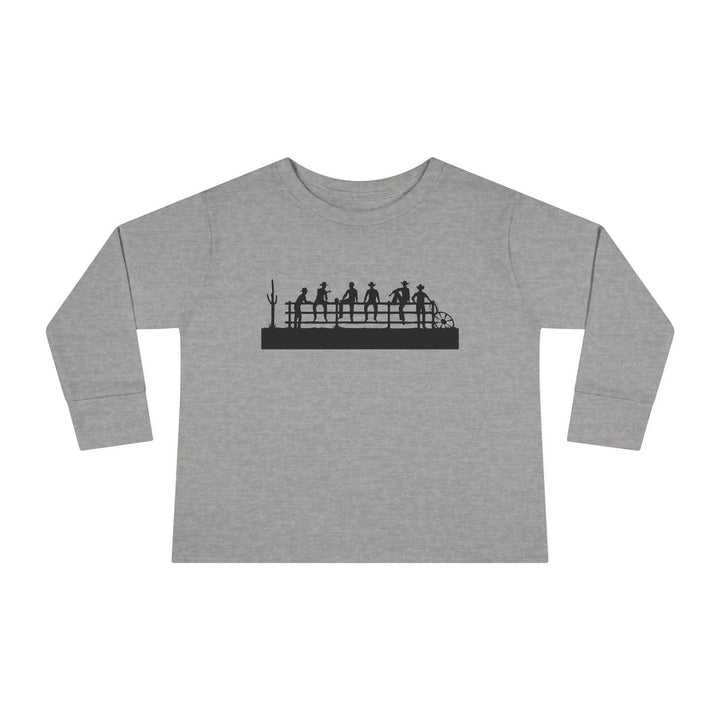 Cowboys On Fence Silhouette - Toddler Long Sleeve Tee