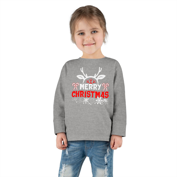Merry Christmas Antlers - Toddler Long Sleeve Tee