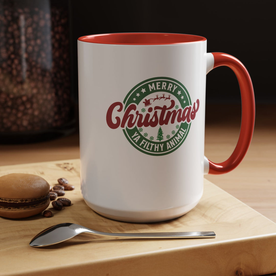 Merry Christmas Ya Filthy Animal - Accent Coffee Mug (11, 15oz)