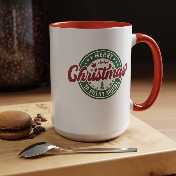 Merry Christmas Ya Filthy Animal - Accent Coffee Mug (11, 15oz)