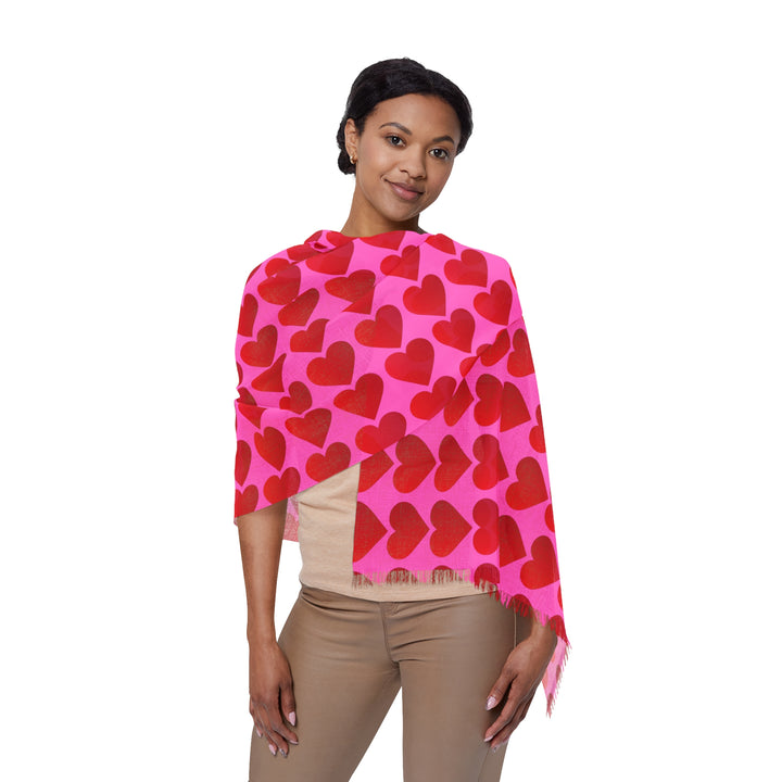 Red Valentine Hearts - Light Scarf