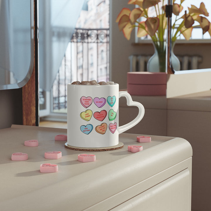 Conversation Hearts - Heart-Shaped Mug