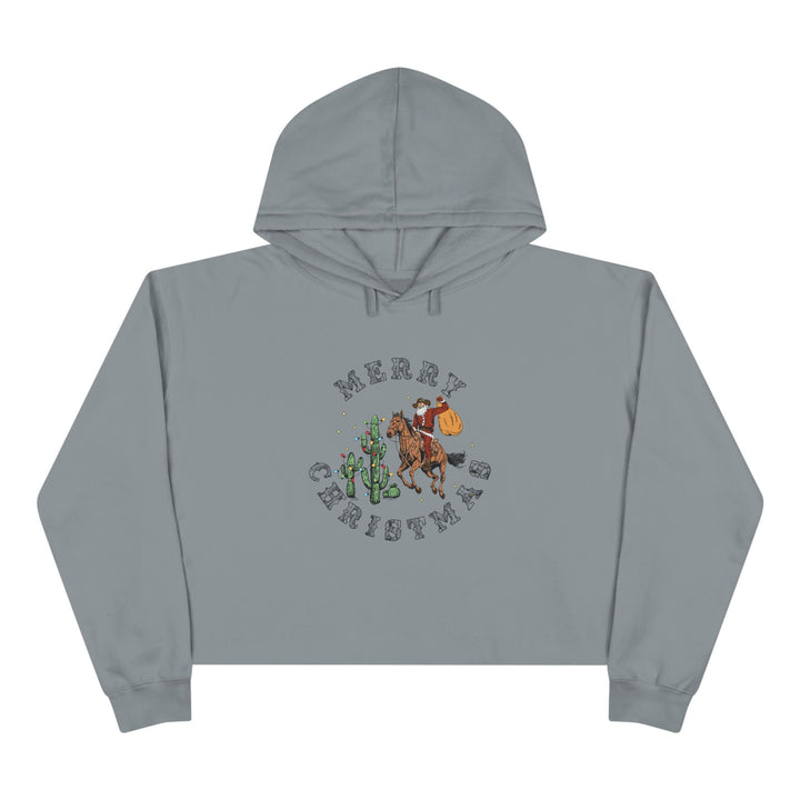 Merry Christmas Cowboy Santa - Crop Hoodie