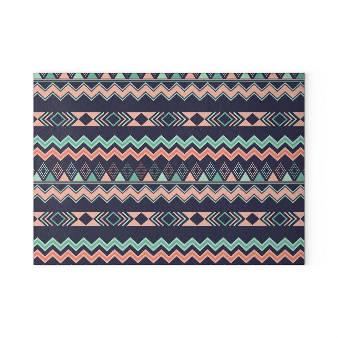 Peach Aztec Chevron - Glass Cutting Board