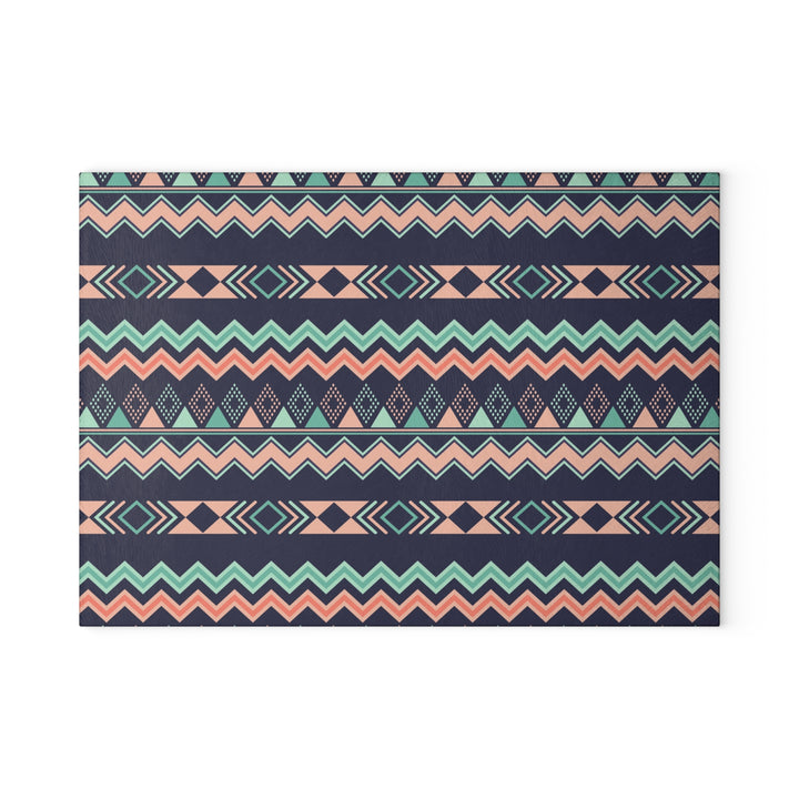 Peach Aztec Chevron - Glass Cutting Board